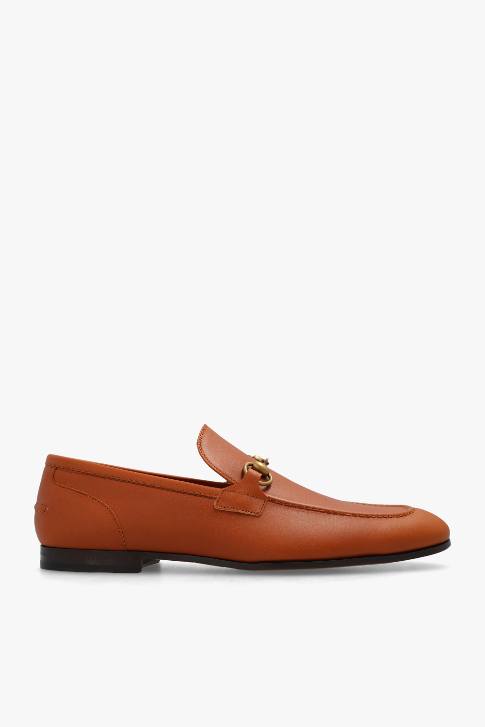 Gucci jordaan leather loafer brown online